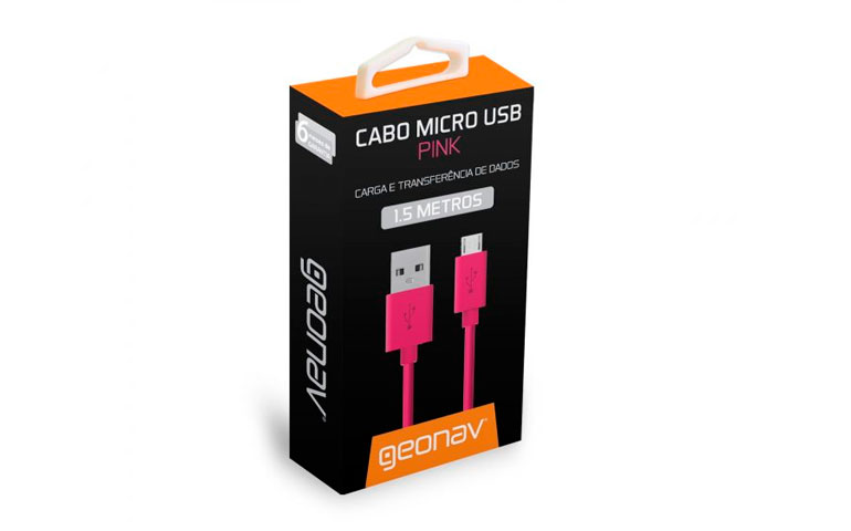 Cabo Micro USB 1,5 Mt Rosa