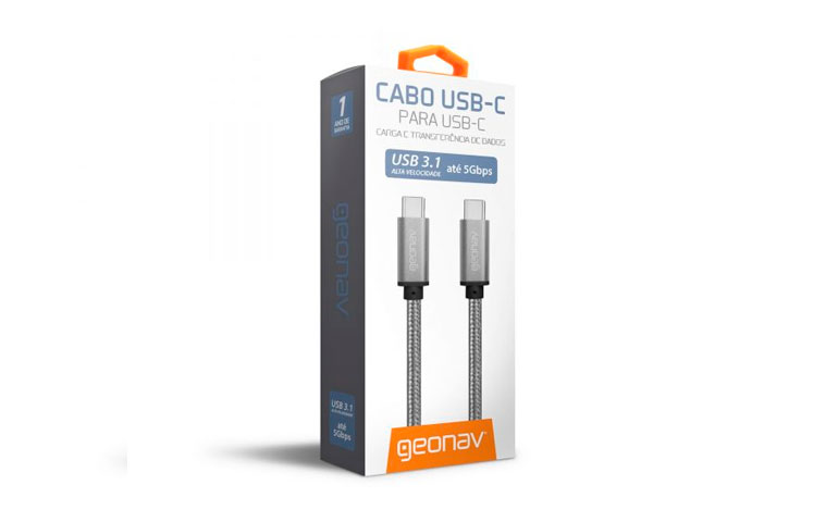 Cabo de USB-C para USB-C, nylon trançado 1,5m